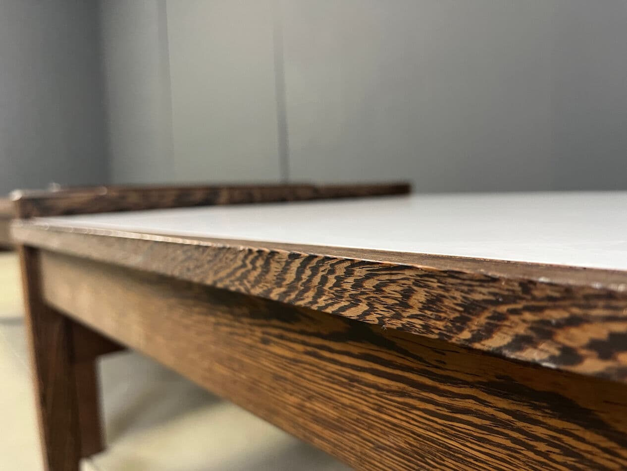 Zestaw dwóch stolików kawowych, wenge brązowy, formika biała, Belgia, lata 60. - 270581