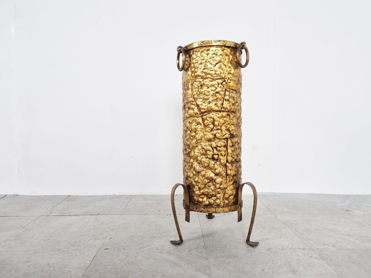 Stojak na parasole, złoty, miedź, Francja, lata 60. - 270538