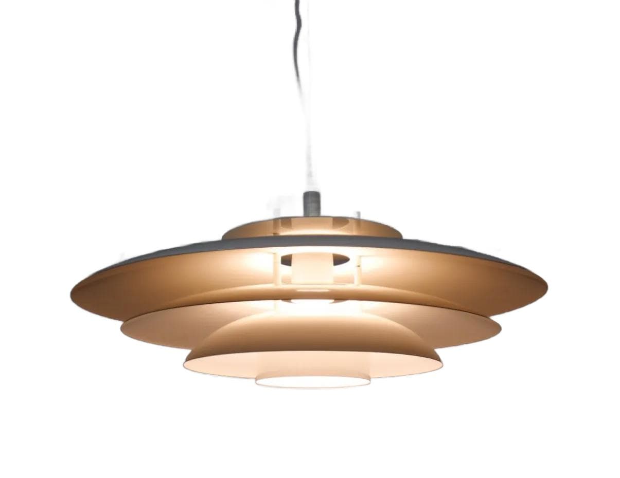 Kremowa, stalowa lampa sufitowa, Fog & Morup, Dania, lata 60.