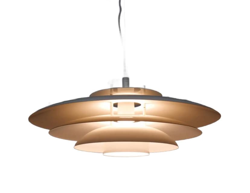 Kremowa, stalowa lampa sufitowa, Fog & Morup, Dania, lata 60.