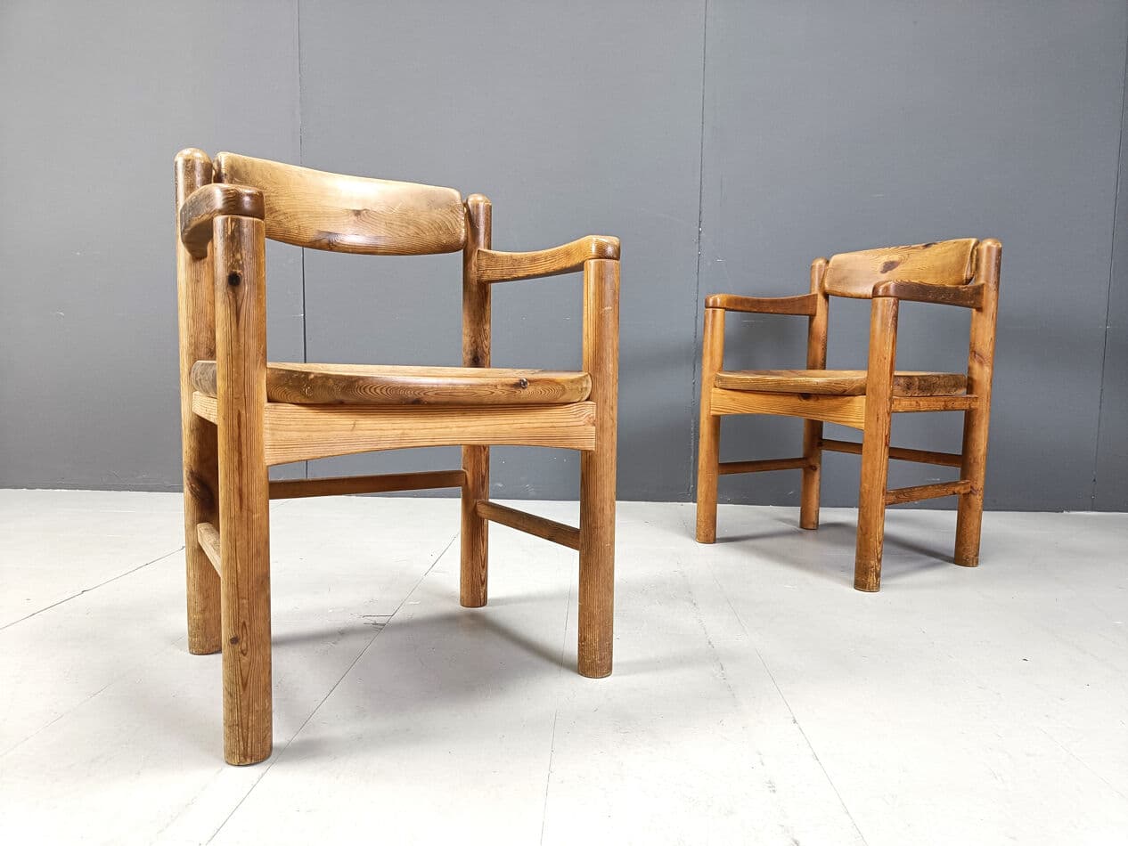 Set of six dining chairs, brown pine, by R. Daumiller, Denmark, 1970s. - 270522