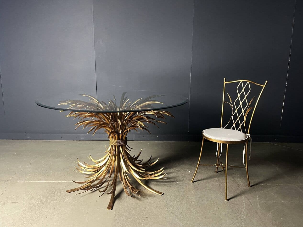 Stół jadalniany Coco Chanel, złoty, mosiądz, Francja, lata 60. - 270517