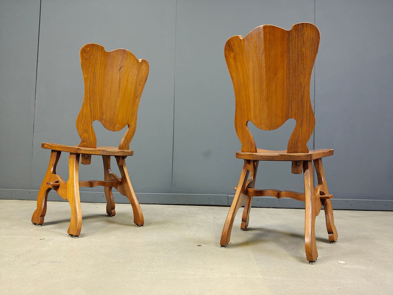 Set of six dining chairs Brutalist, brown oak, Netherlands, 1960s. - 270504