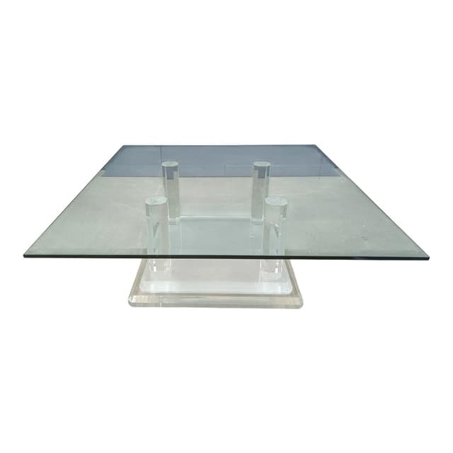 Coffee table, transparent glass and plexiglass, Belgium, 1970s. - DIMENSION