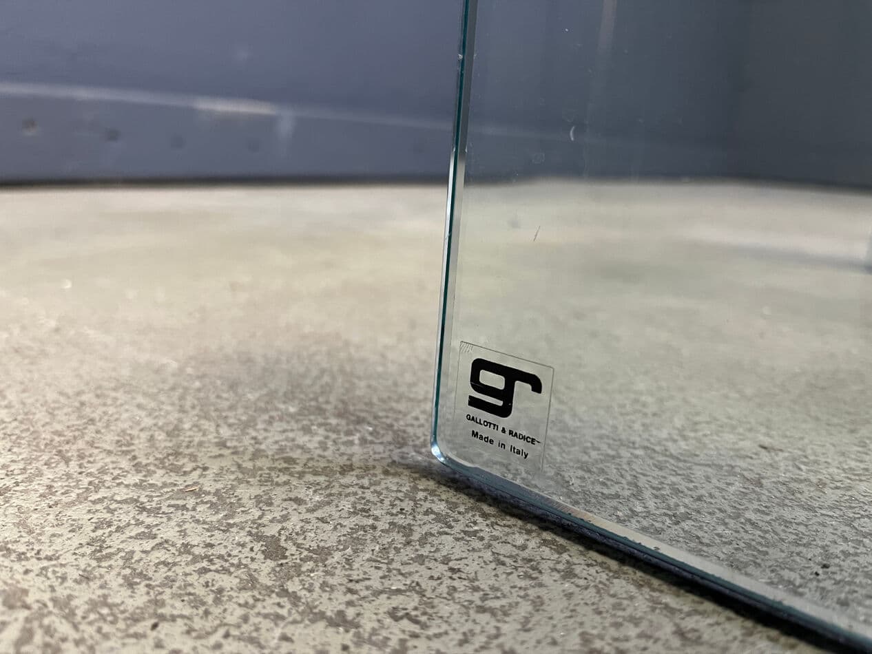 Zestaw trzech stolików T35, szkło transparent, mosiądz, Galotti & Radice, Włochy, lata 70. - 270476