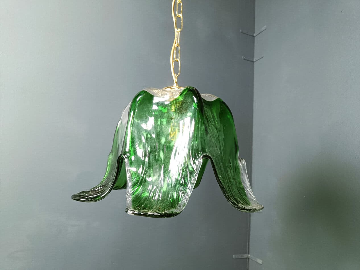 Lampa wisząca Murano, zielona, szkło, Mazzega, Włochy, lata 60. - 270459