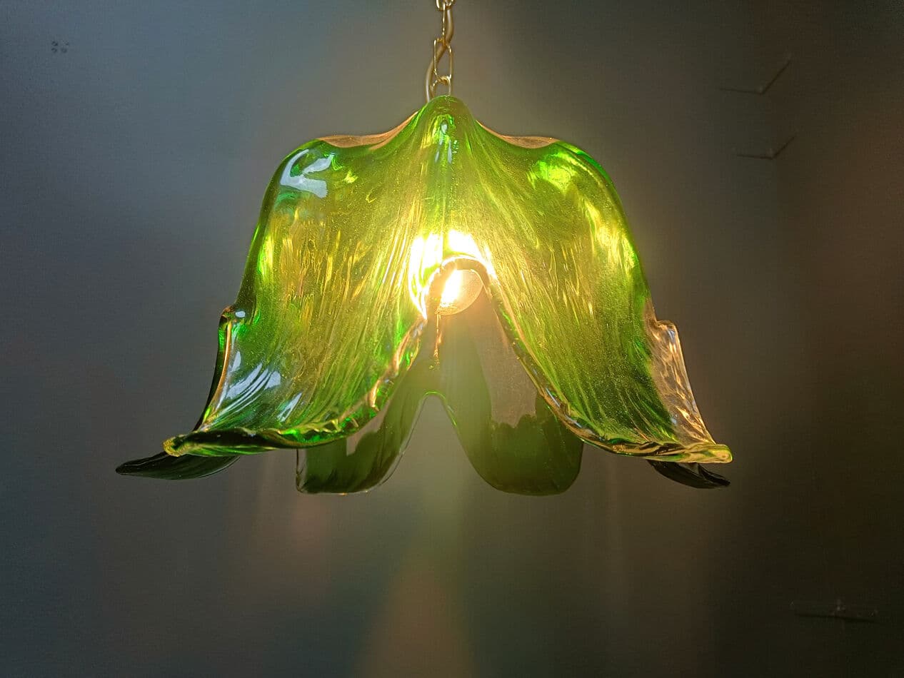 Lampa wisząca Murano, zielona, szkło, Mazzega, Włochy, lata 60. - 270469