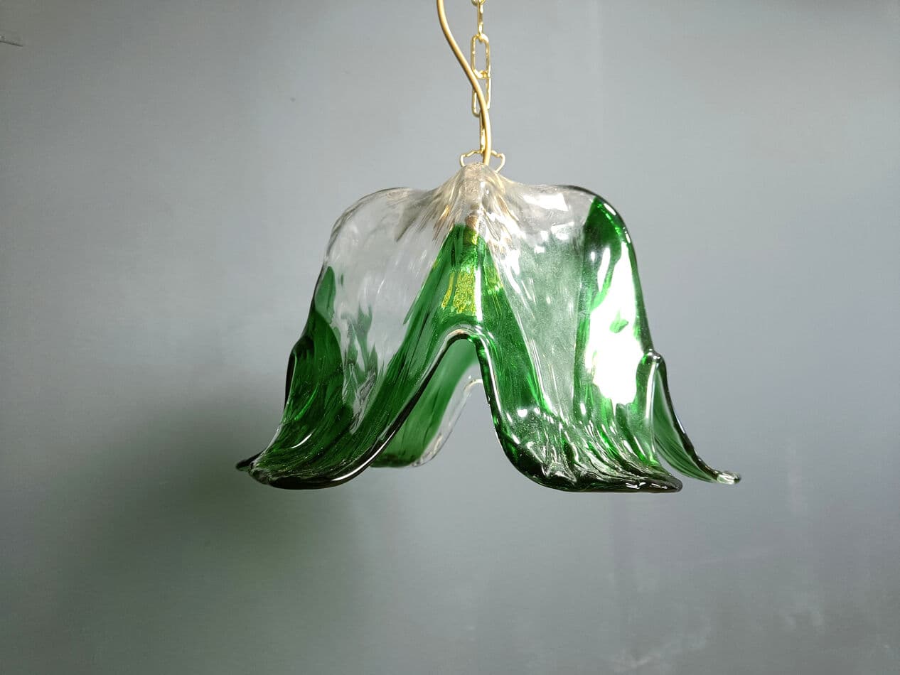 Lampa wisząca Murano, zielona, szkło, Mazzega, Włochy, lata 60. - 270463