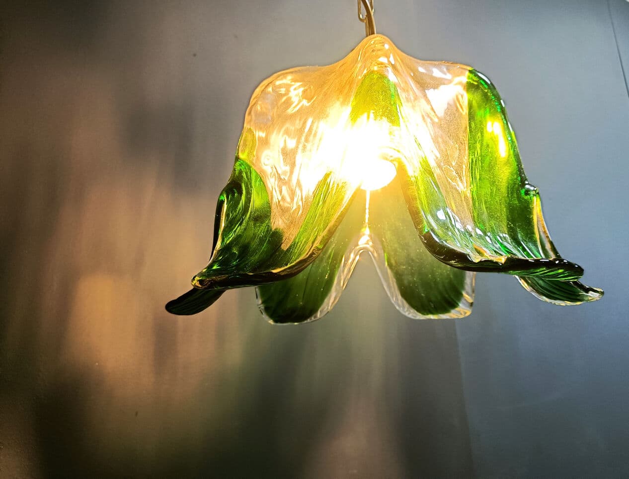 Lampa wisząca Murano, zielona, szkło, Mazzega, Włochy, lata 60. - 270468
