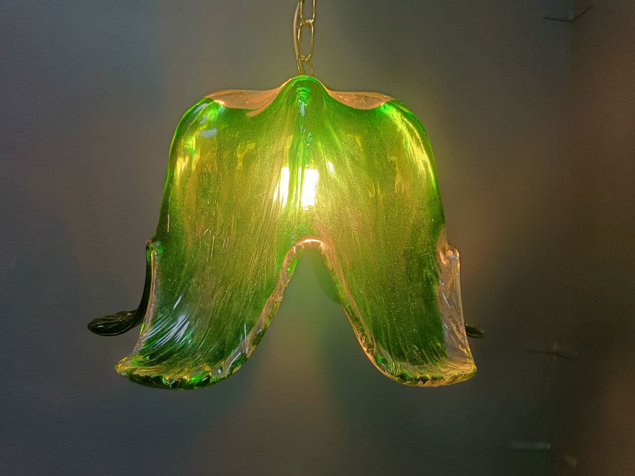 Lampa wisząca Murano, zielona, szkło, Mazzega, Włochy, lata 60. - 270460