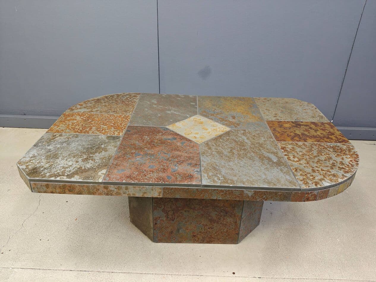 Coffee table Brutalist, multicolor stone, Germany, 1980s. - 270457