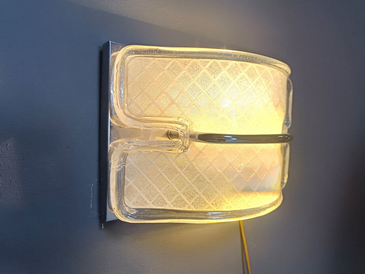 Kinkiet Murano, szkło transparentne, Włochy, lata 70. - 270429