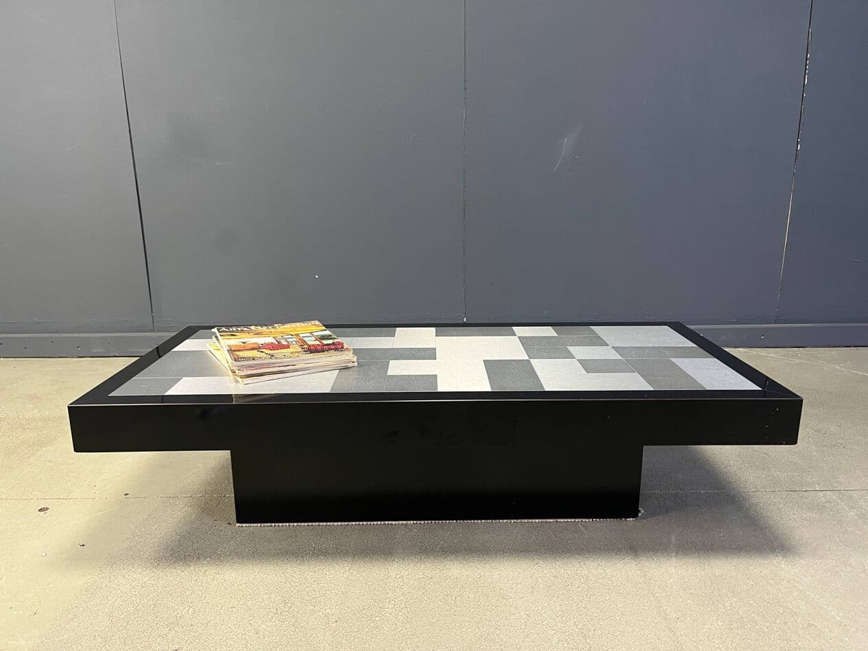 Coffee table, black, aluminium, France, 1970s. - 270419