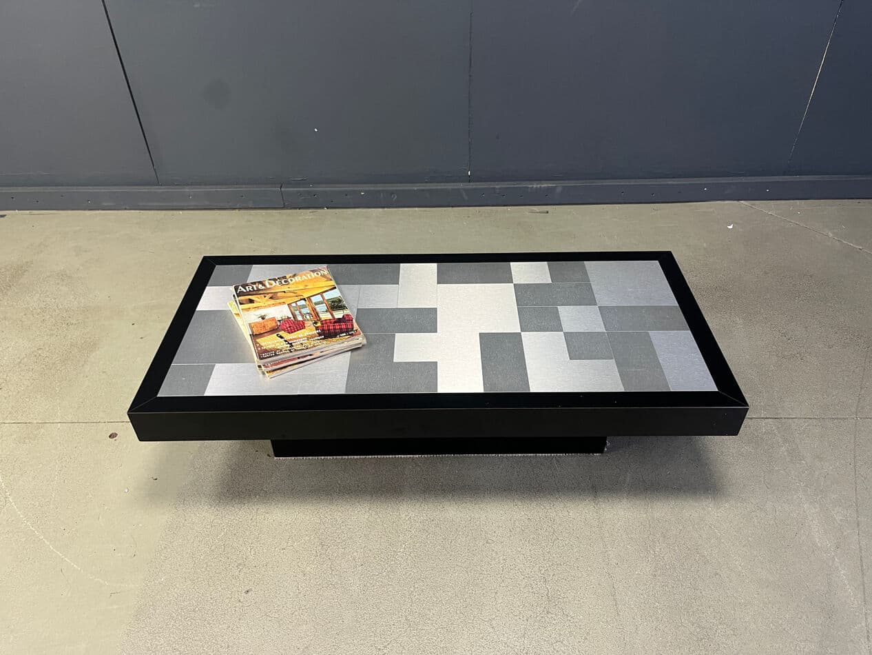 Coffee table, black, aluminium, France, 1970s. - 270424