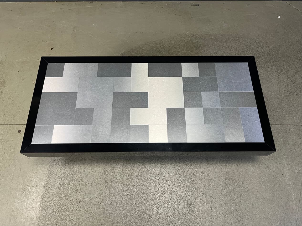 Coffee table, black, aluminium, France, 1970s. - 270425