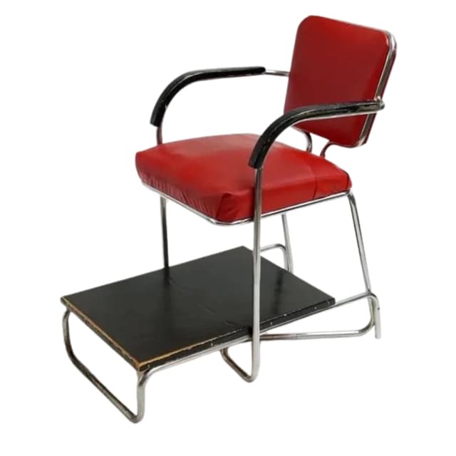 Czarno-czerwony modernistyczny fotel pucybuta, proj. E. J. Paidar, USA, lata 50. - WYMIARY