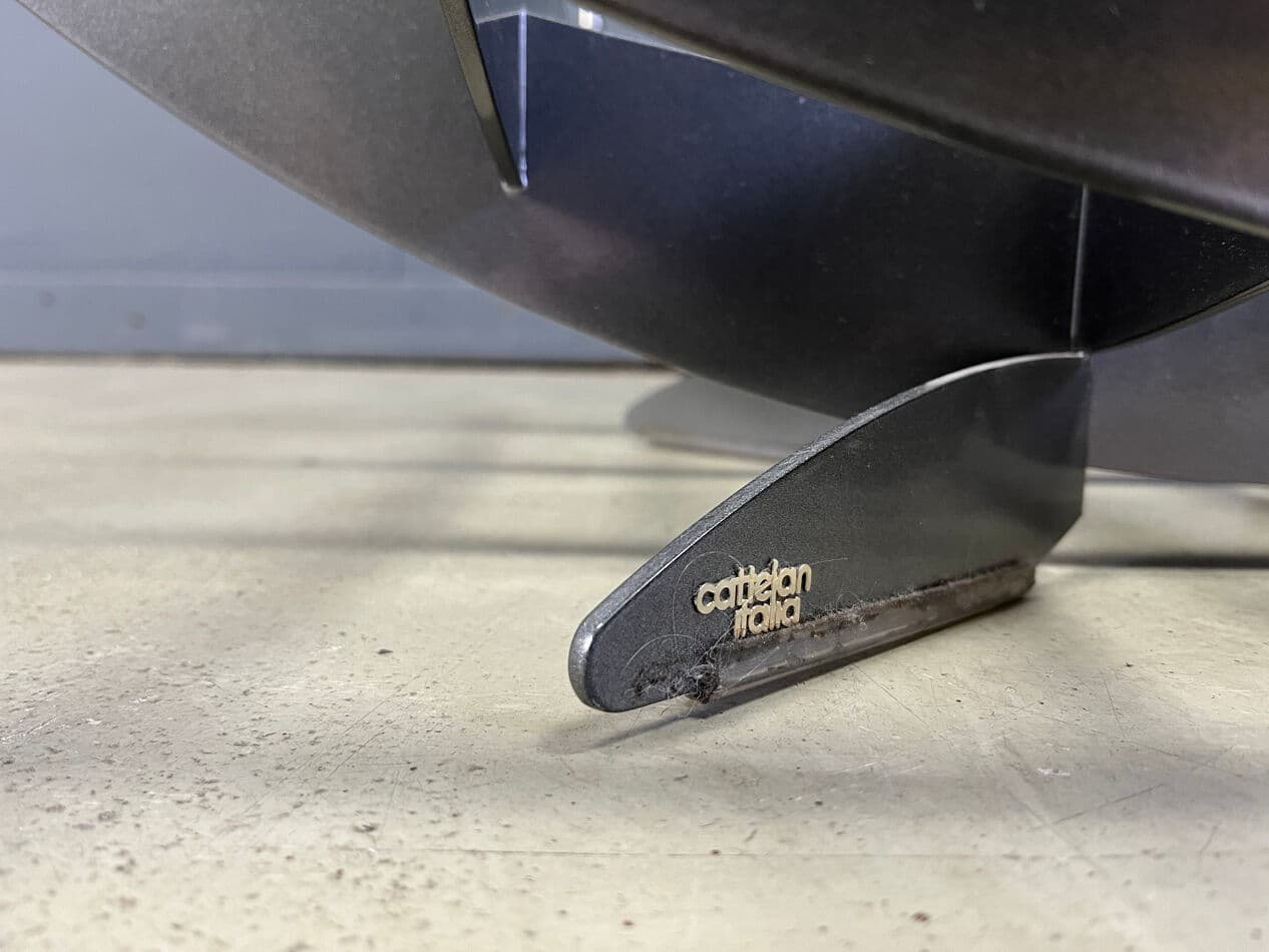 Stolik kawowy Atlas, szkło przezroczyste, stal ciemnoszara, Cattelan Italy, Włochy, lata 90. - 270358