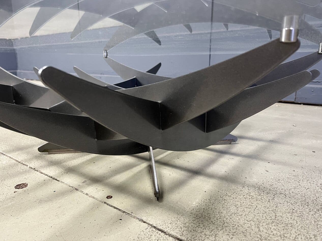 Stolik kawowy Atlas, szkło przezroczyste, stal ciemnoszara, Cattelan Italy, Włochy, lata 90. - 270354