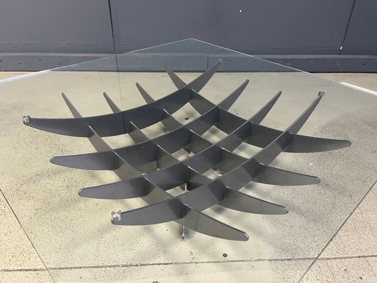 Stolik kawowy Atlas, szkło przezroczyste, stal ciemnoszara, Cattelan Italy, Włochy, lata 90. - 270349