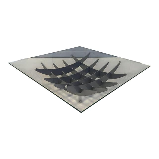 Stolik kawowy Atlas, szkło przezroczyste, stal ciemnoszara, Cattelan Italy, Włochy, lata 90. - WYMIARY