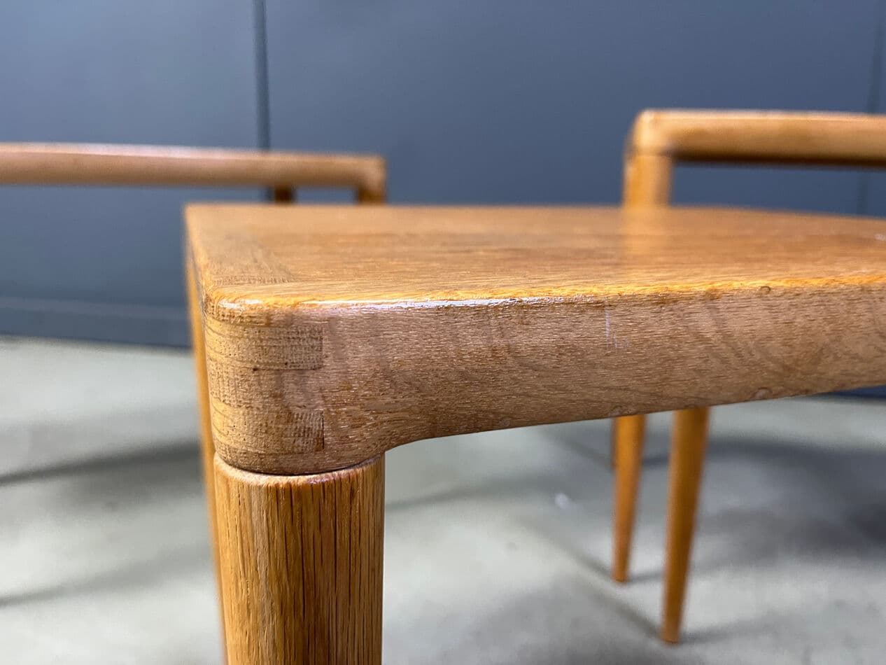 Zestaw trzech stolików pomocniczych, dąb beżowy, proj. H.W. Klein, Bramin, Dania, lata 60. - 270342