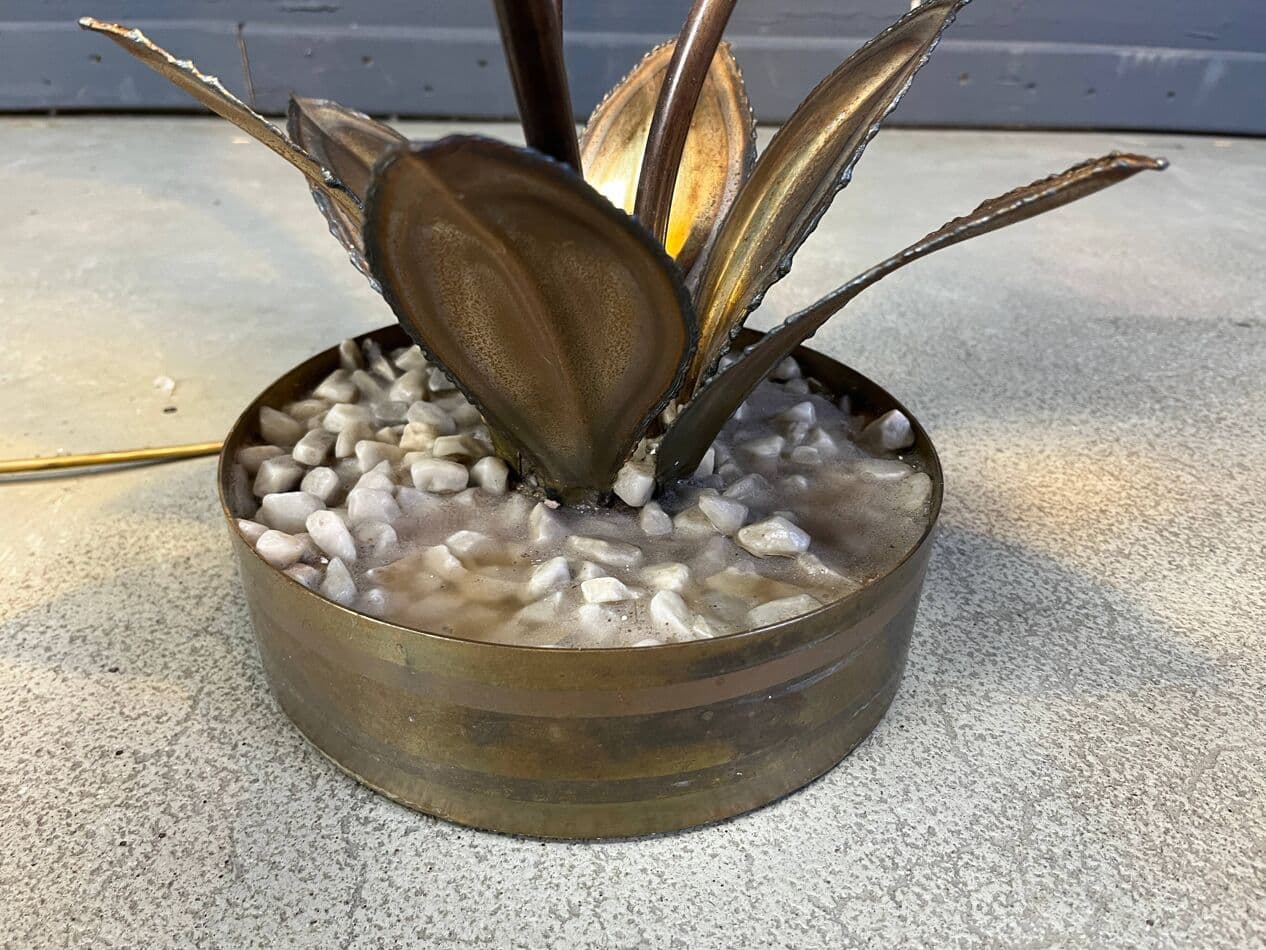 Lampa podłogowa Lotus, złoty mosiądz, Maison Jansen, Francja, lata 70. - 270217