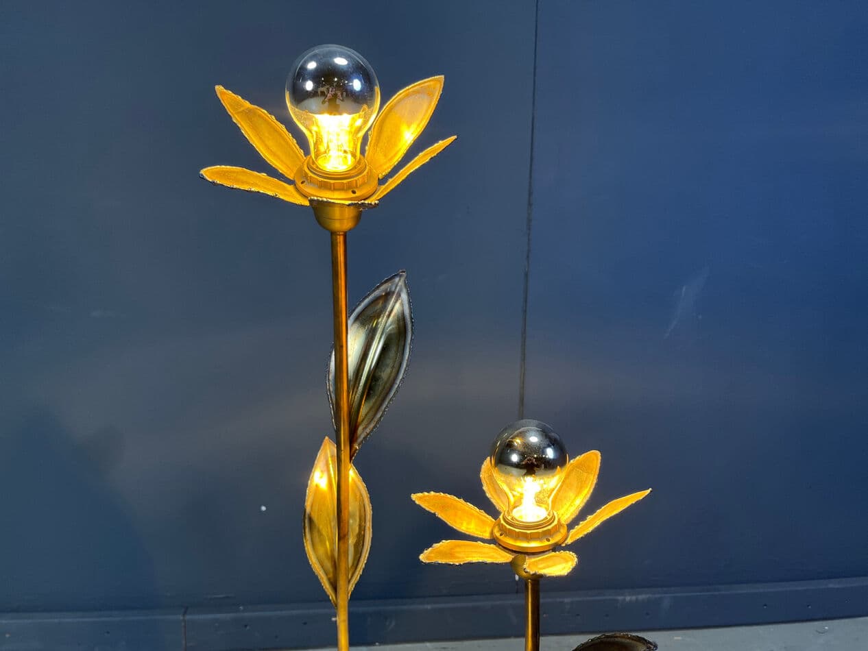 Lampa podłogowa Lotus, złoty mosiądz, Maison Jansen, Francja, lata 70. - 270220