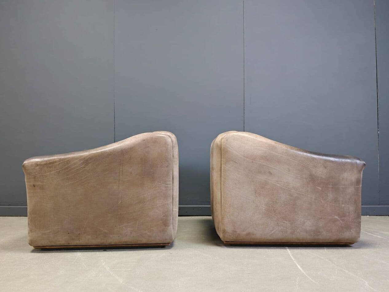 para foteli DS47, skóra szara, De Sede, Szwajcaria, lata 60. - 270126