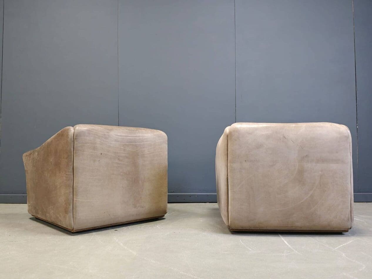 para foteli DS47, skóra szara, De Sede, Szwajcaria, lata 60. - 270117