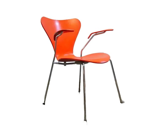 Armchair, Series 7, red plywood, by A. Jacobsen, for Fritz Hansen, Denmark, 1970s - DIMENSION