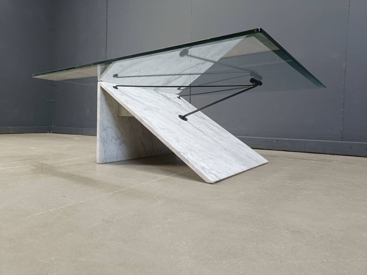 Coffee table Postmodern, white marble, Italy, 1980s. - 270001