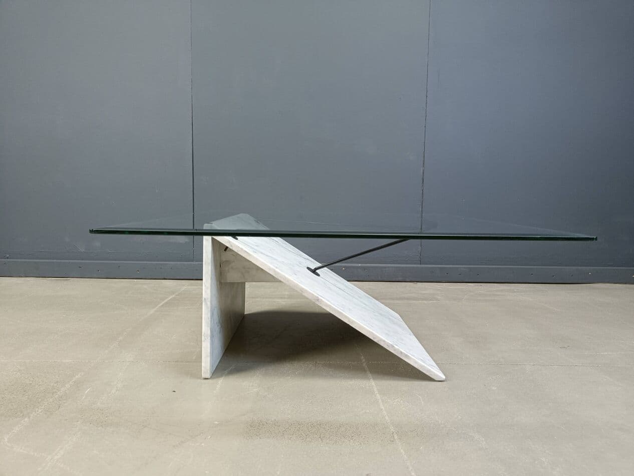 Coffee table Postmodern, white marble, Italy, 1980s. - 270003