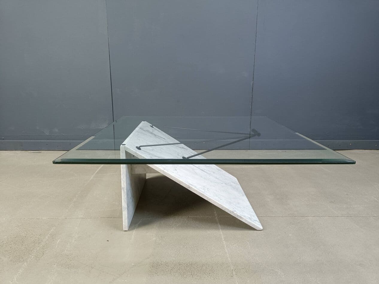 Coffee table Postmodern, white marble, Italy, 1980s. - 270004
