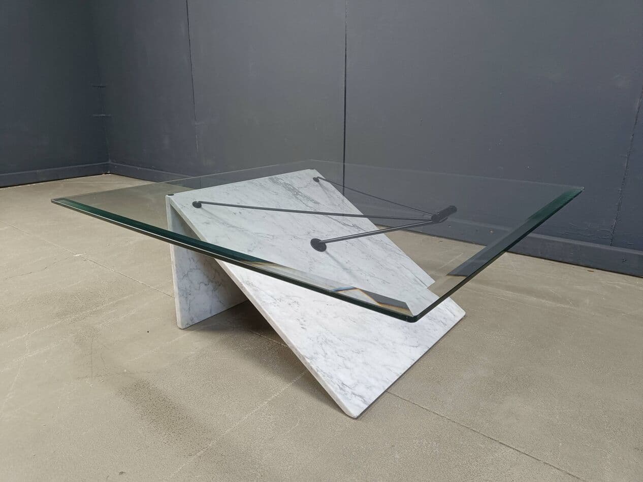 Coffee table Postmodern, white marble, Italy, 1980s. - 270002