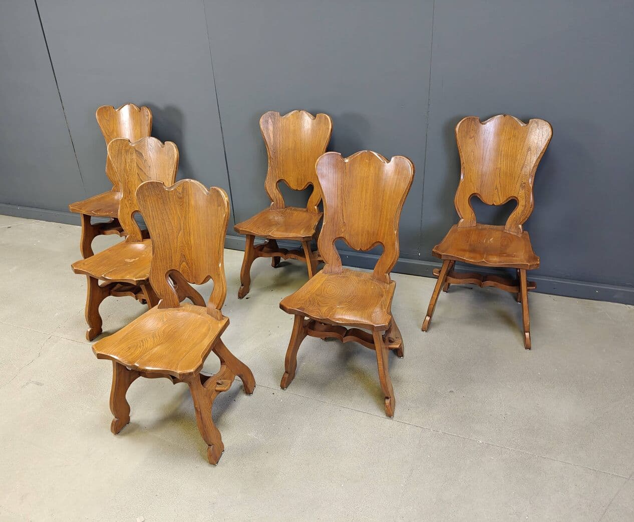 Set of Six Dining Chairs, brown oak, Netherlands, 1960s. - 269887