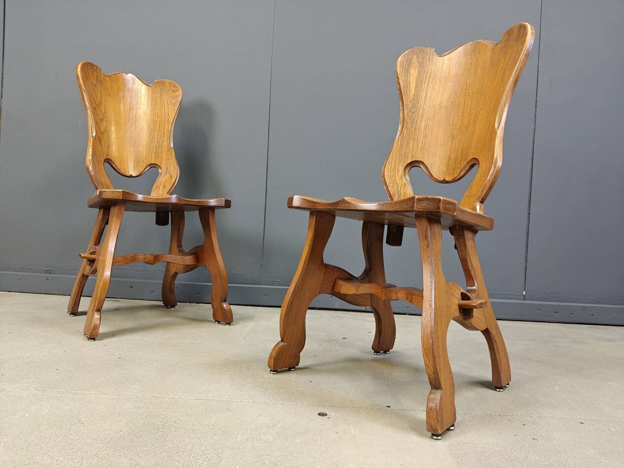 Set of Six Dining Chairs, brown oak, Netherlands, 1960s. - 269886