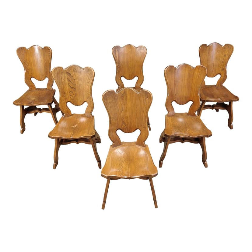 Set of Six Dining Chairs, brown oak, Netherlands, 1960s.