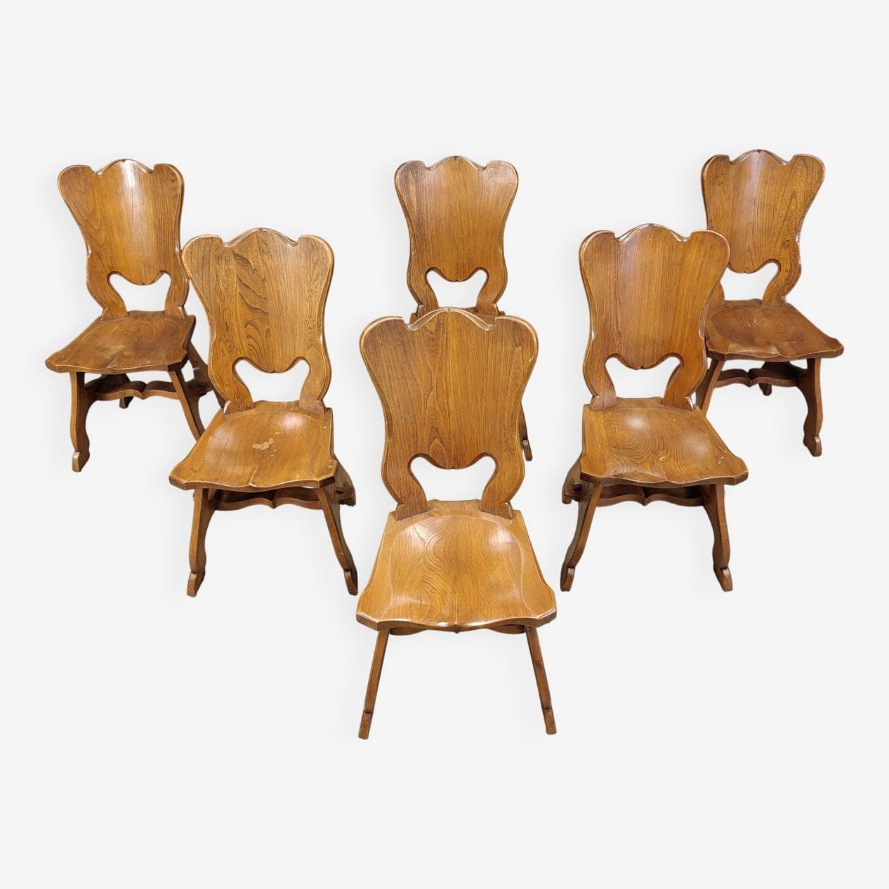 Set of Six Dining Chairs, brown oak, Netherlands, 1960s. - 269882