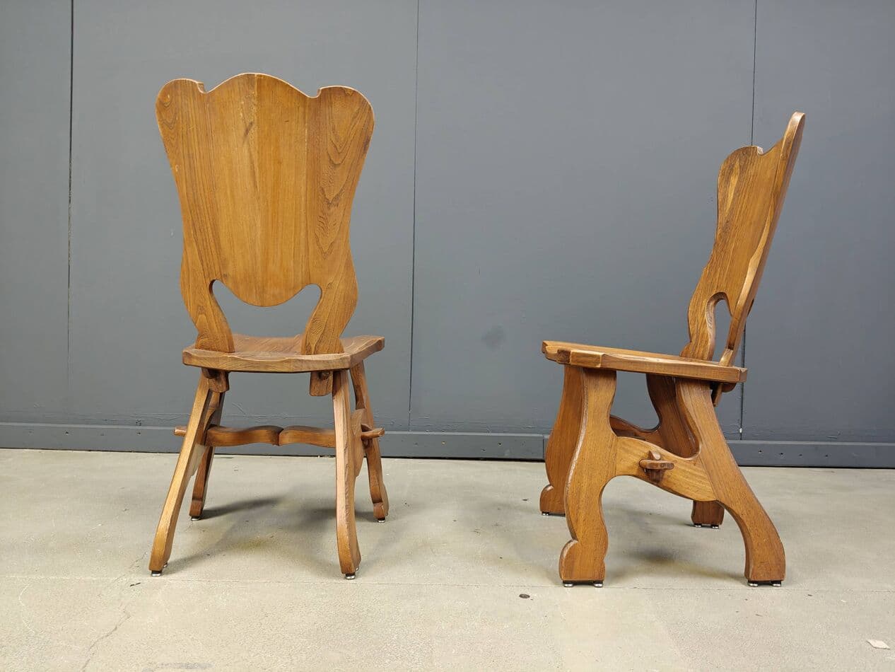 Set of Six Dining Chairs, brown oak, Netherlands, 1960s. - 269885