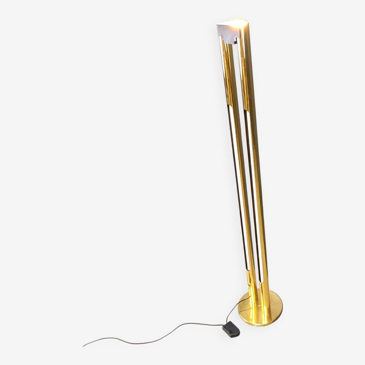 Lampa podłogowa, złoty, mosiądz, Włochy, lata 80. - 269834