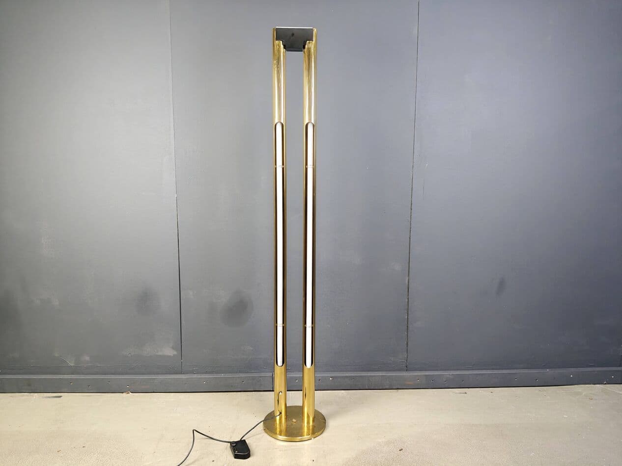 Lampa podłogowa, złoty, mosiądz, Włochy, lata 80. - 269844