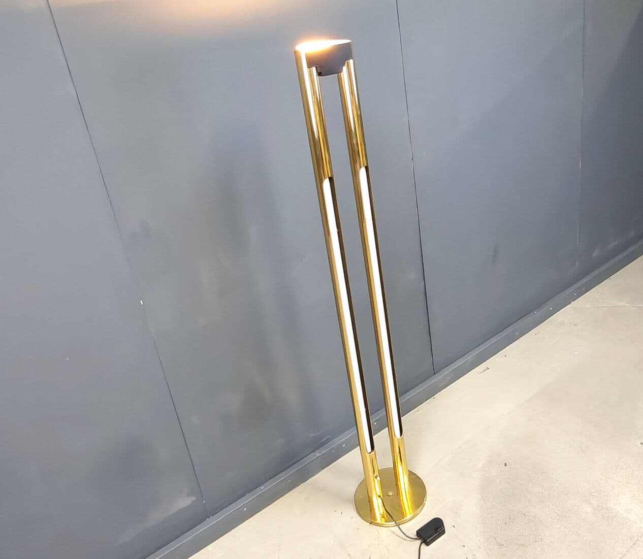 Lampa podłogowa, złoty, mosiądz, Włochy, lata 80. - 269838