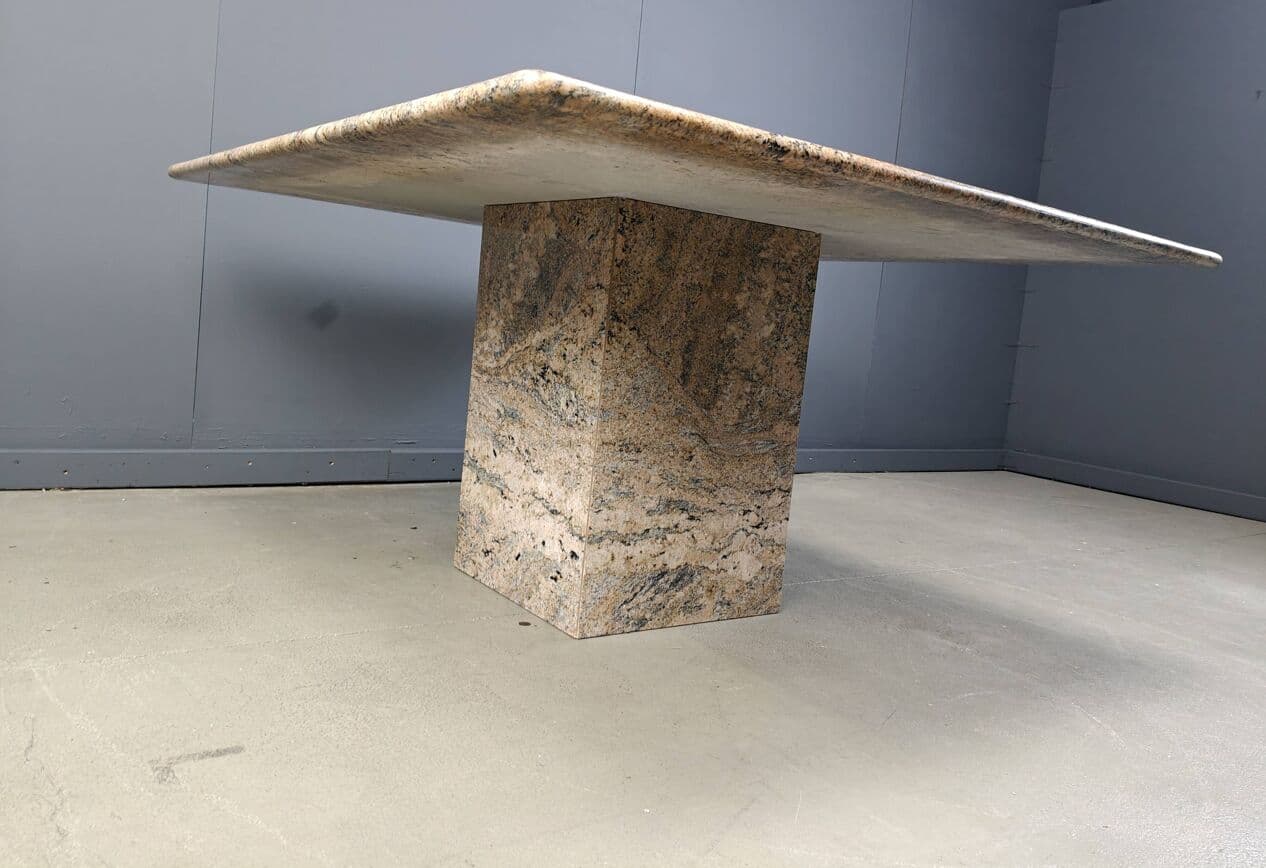 Square dining table, multicolor granite, Belgium, 1970s. - 269821