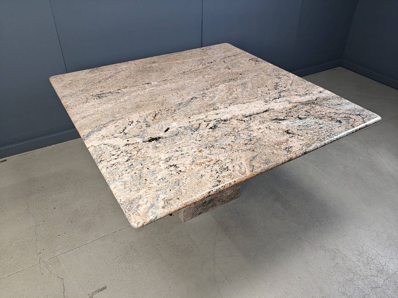 Square dining table, multicolor granite, Belgium, 1970s. - 269813