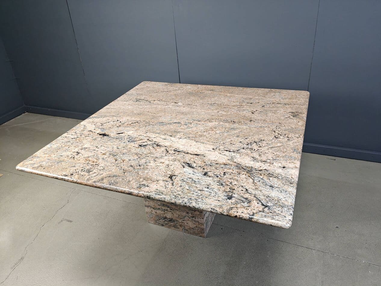 Square dining table, multicolor granite, Belgium, 1970s. - 269817