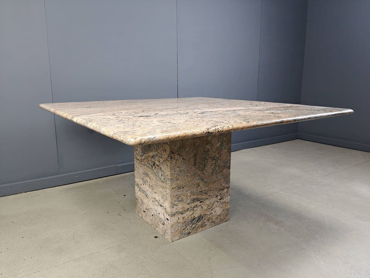 Square dining table, multicolor granite, Belgium, 1970s. - 269822