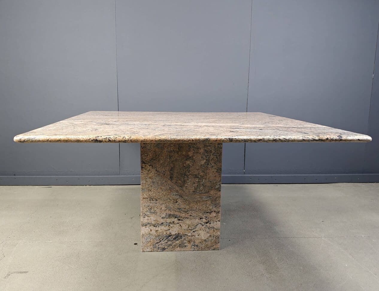 Square dining table, multicolor granite, Belgium, 1970s. - 269819