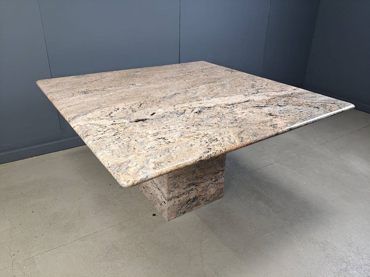 Square dining table, multicolor granite, Belgium, 1970s. - 269823