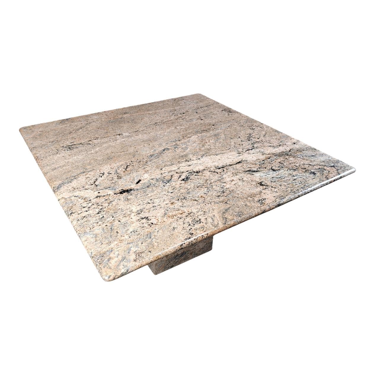 Square dining table, multicolor granite, Belgium, 1970s.