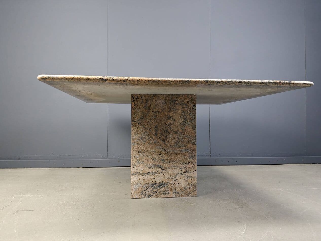 Square dining table, multicolor granite, Belgium, 1970s. - 269818
